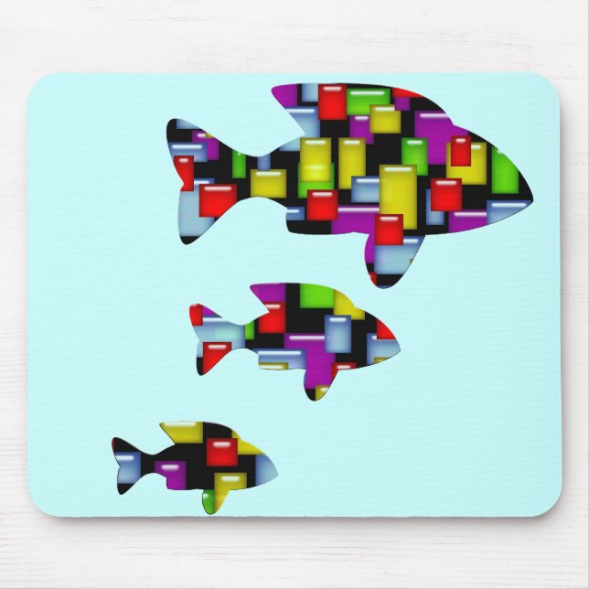 mosaic fish mouse pad (Front)