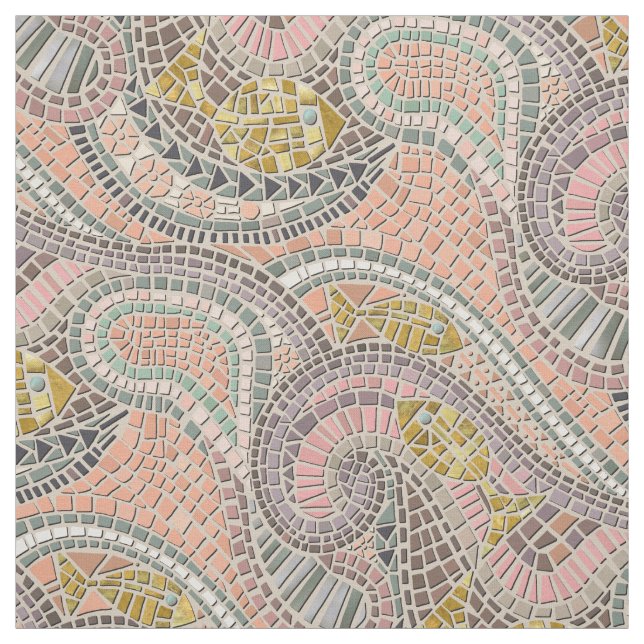 mosaic fish pastel fabric (Swatch)