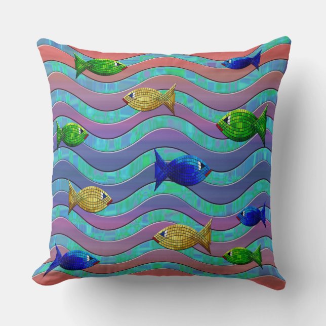 mosaic fish pillow (Front)