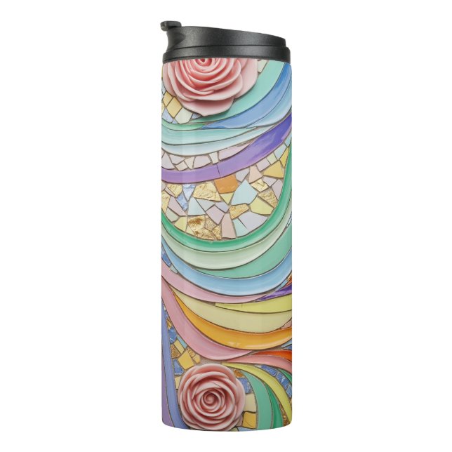 Mosaic floral colours thermal tumbler (Rotated Right)