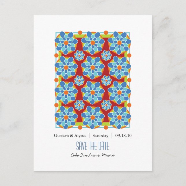 Mosaic Floral Save the Date Postcards (Front)