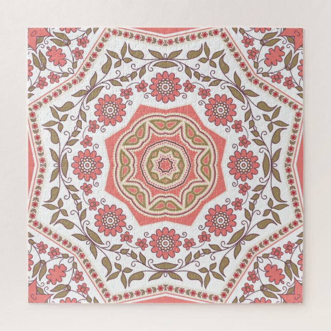 Mosaic Floral Star: Seamless Pattern Jigsaw Puzzle (Vertical)