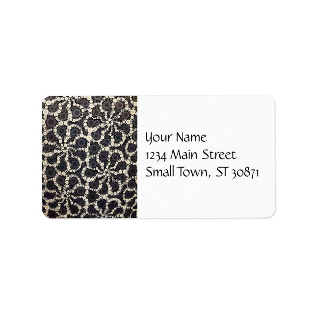 Mosaic Flower Petals Black Brown Tan Label (Front)