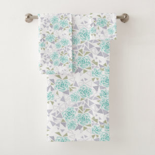 Mosaic, flowers bath towel set