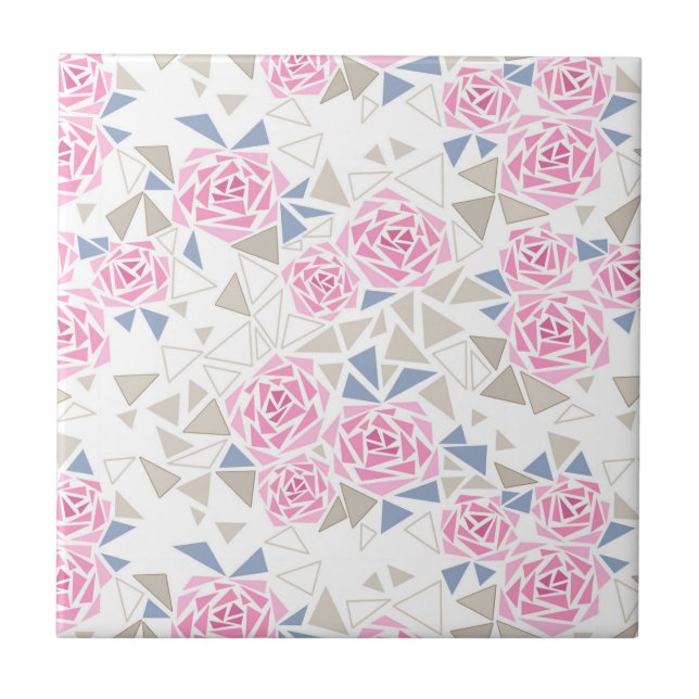 Mosaic, flowers ceramic tile (Front)