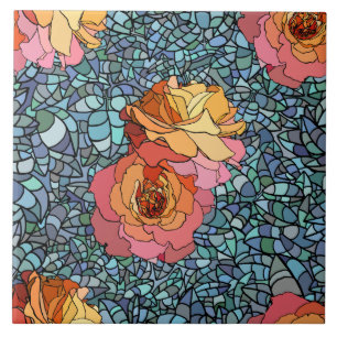 mosaic flowers ceramic tile