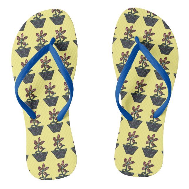 Mosaic Flowers in Pots Custom FlipFlops (Footbed)