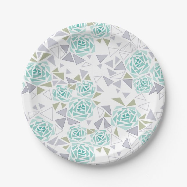 Mosaic, flowers paper plate (Front)