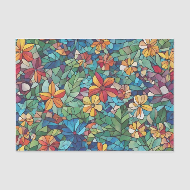 Mosaic Garden Flowers and Leaves  Tissue Paper (Front)