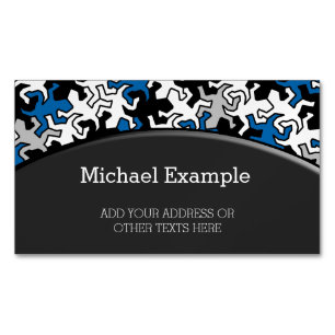 Mosaic Geckos Pattern - blue black white grey Magnetic Business Card