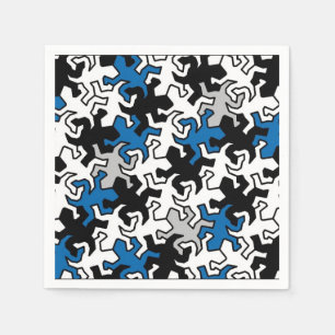 Mosaic Geckos Pattern - blue black white grey Napkin