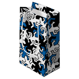 Mosaic Geckos Pattern - blue black white grey Small Gift Bag