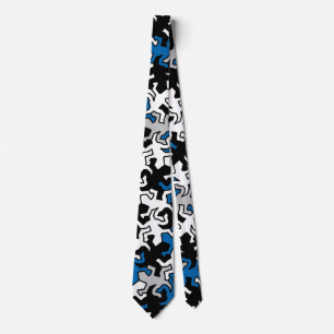 Mosaic Geckos Pattern - blue black white grey Tie