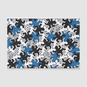 Mosaic Geckos Pattern - blue black white grey Tissue Paper