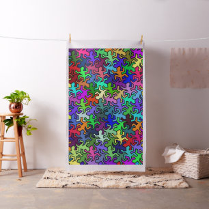 Mosaic Geckos Pattern - coloured Fabric