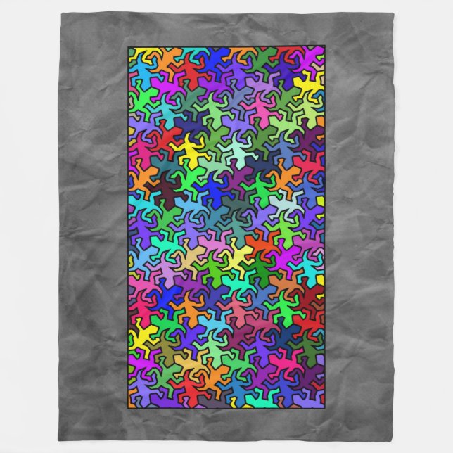 Mosaic Geckos Pattern - coloured Fleece Blanket (Front)
