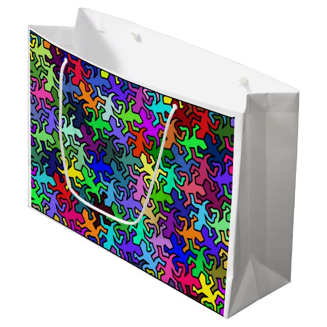 Mosaic Geckos Pattern - coloured Large Gift Bag (Front Angled)