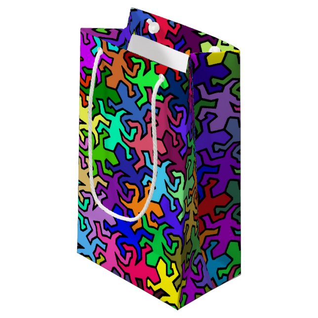 Mosaic Geckos Pattern - coloured Small Gift Bag (Front Angled)