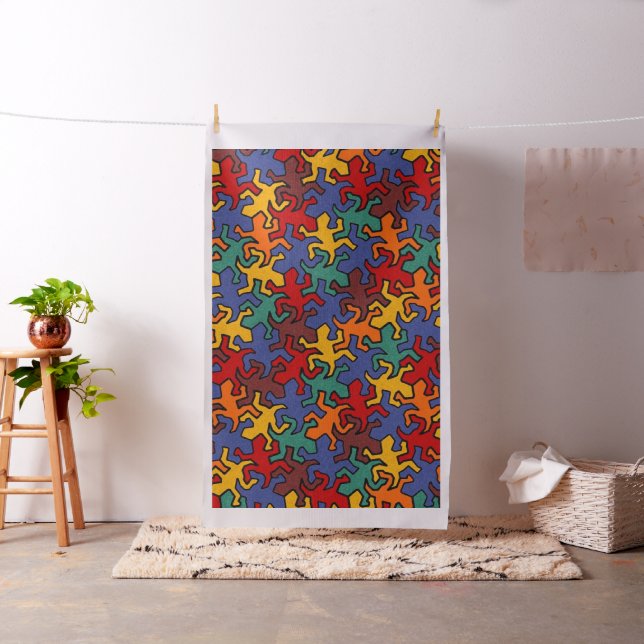 Mosaic Geckos Pattern - Earth Colour Fabric (In Situ)