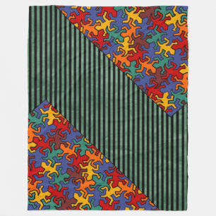 Mosaic Geckos Pattern - Earth Colour Fleece Blanket