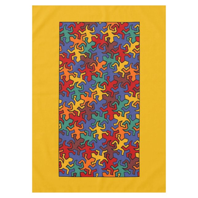 Mosaic Geckos Pattern - Earth Colour Tablecloth (Front)