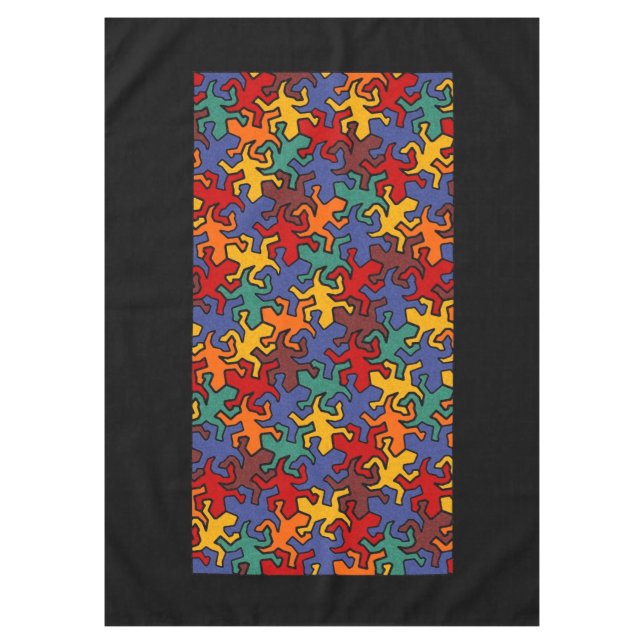 Mosaic Geckos Pattern - Earth Colour Tablecloth (Front)