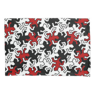 Mosaic Geckos Pattern - red black white Pillowcase
