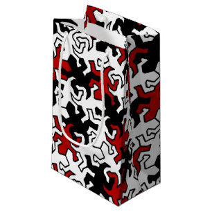 Mosaic Geckos Pattern - red black white Small Gift Bag
