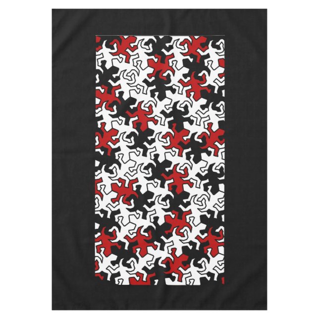 Mosaic Geckos Pattern - red black white Tablecloth (Front)