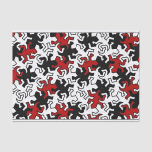 Mosaic Geckos Pattern - red black white Tissue Paper
