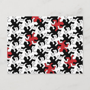Mosaic Geckos - red black white Postcard
