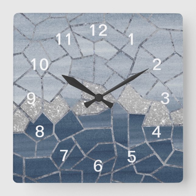 Mosaic Geometric Glam #3 #geo #decor #art Square Wall Clock (Front)