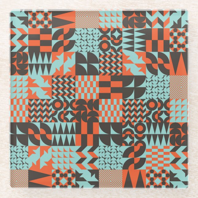 Mosaic geometric tiles, seamless elegant pattern. glass coaster (Front)