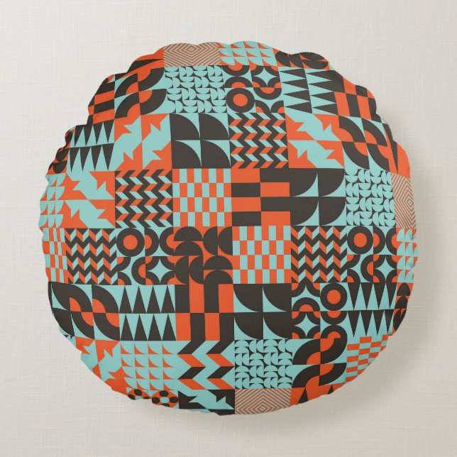Mosaic geometric tiles, seamless elegant pattern. round cushion (Front)