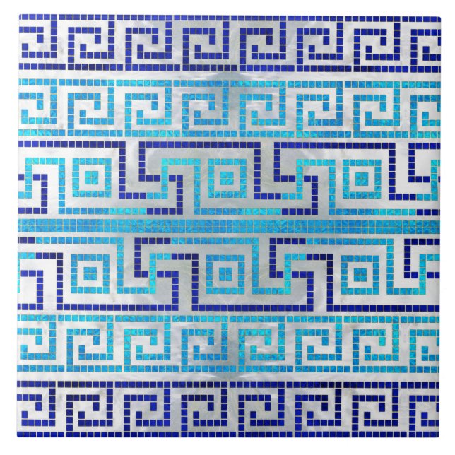Mosaic Greek Meander Greek Key Ornament Ceramic Tile (Front)