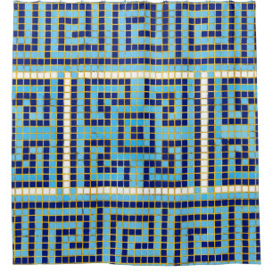 Mosaic Greek Meander Greek Key Ornament Shower Curtain