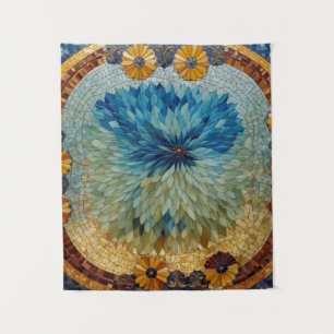 Mosaic Green Blue Floral Tapestry