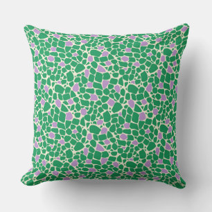 Mosaic green lilac abstract pattern tile retro cushion