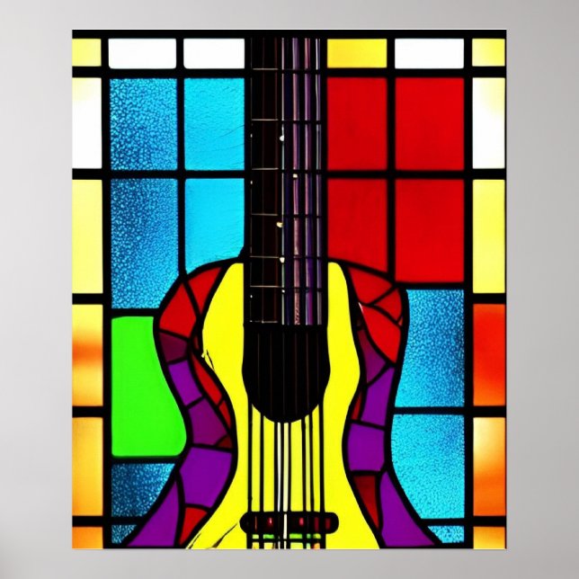 Mosaic guitar in stained glass       poster (Front)