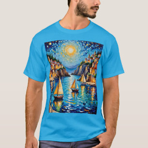 Mosaic Harbour Sunset Sailboats Tee