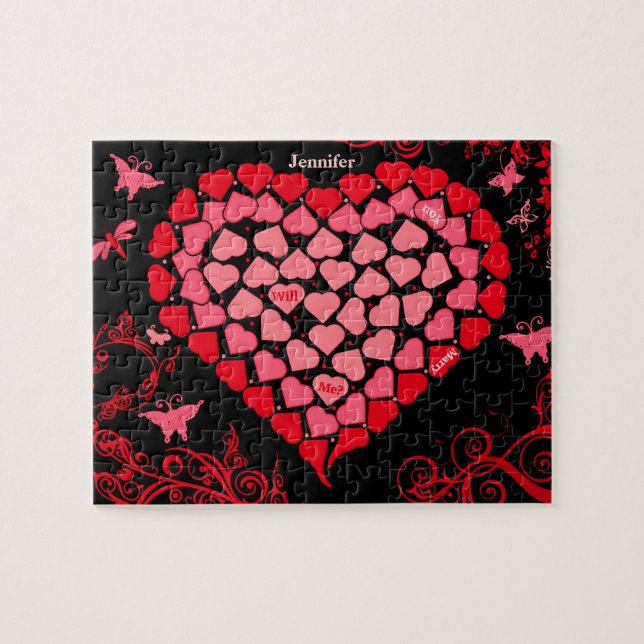 Mosaic Heart Marriage Proposal Puzzle (Horizontal)