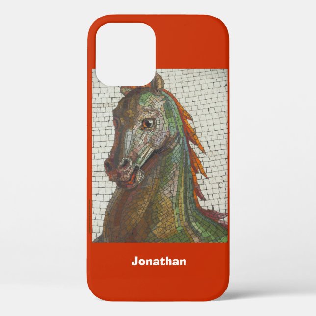 Mosaic Horse, Orange, Name, Case-Mate iPhone Case (Back)