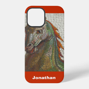 Mosaic Horse, Orange, Name, iPhone Case