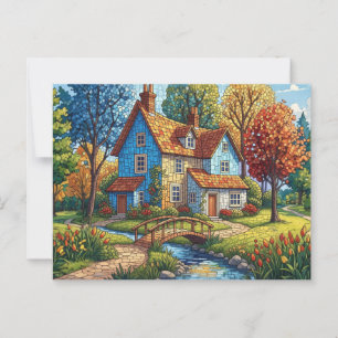 Mosaic House by the Stream Postcard