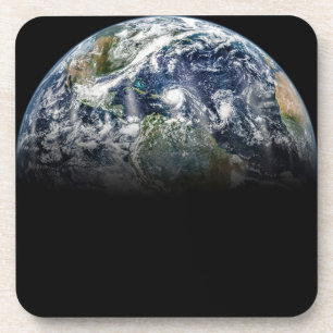 Mosaic Image Of Planet Earth With 3 Hurricanes Coaster