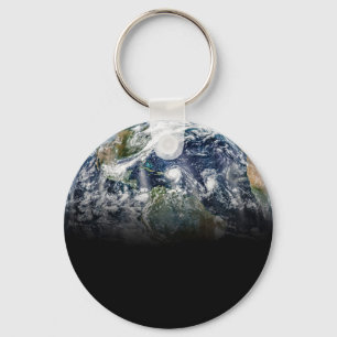Mosaic Image Of Planet Earth With 3 Hurricanes Key Ring