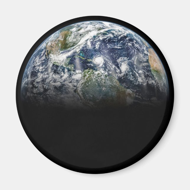 Mosaic Image Of Planet Earth With 3 Hurricanes Magnet (Front)