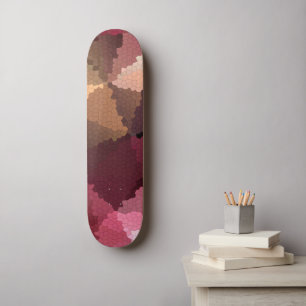 Mosaic in brown-pink and yellow colors skateboard
