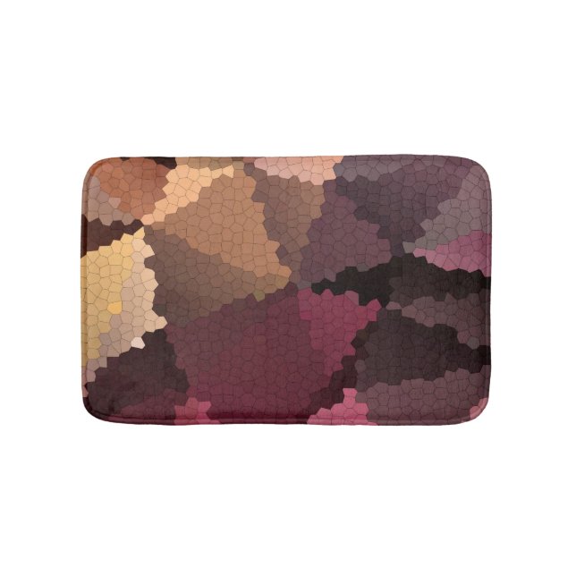 Mosaic in brown-pink and yellow colours bath mat (Front)