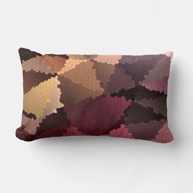 Mosaic in brown-pink and yellow colours lumbar cushion (Front)